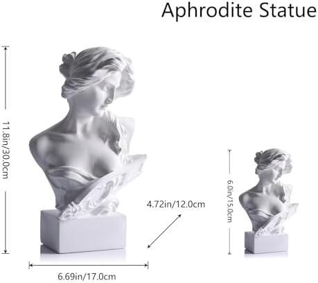 11.8" H Greek Mythology Bust Statue Decor,Artemis Statues Roman Goddess Figurines,Used for Sketch Practice Aesthetics Statues and Sculptures and Indoor Filling Space for Living Room, Bedroom (White) - Image 2