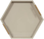 Kate and Laurel Lipton Modern Hexagon Tray; 18 x 18; Sand; Midcentury Decorative Serving Tray for Storage and Display - Image 6