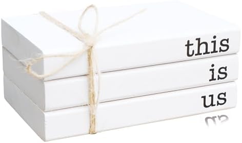 Mini Decorative Books for Tiered Tray Decor - Faux Wooden Books for Coffee Table Decoration - Farmhouse Shelf Decor - This is Us Sign by RUKEJUNEMakeupCasesforProfessionalArtists