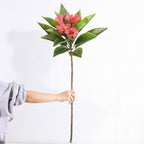 XIYUAN 35.5 Inch Artificial Frangipani Flower 2 Pack Lifelike Real Touch Artificial Plumeria Flowers,for Home Vase Garden Decoration Party Wedding Bouquet (Red) - Image 3
