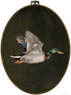 dvhdajed Mallard Duck Oval Wall Art Decor, Farmhouse Dark Ducks Framed Canvas Art,Vintage Ducks Wall Hanging Decoration for Bedroom Nursery Living Room Bathroom, 8.7x11.3 Inch by dvhdajed