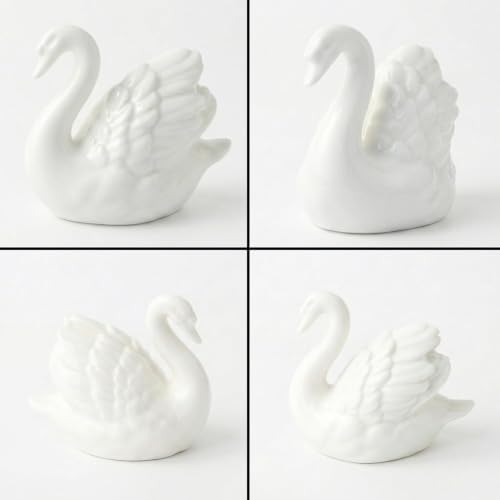 Ceramic Swan Figurine - Modern Minimalist Porcelain Statue Art Decor, Knick Knacks Home Decor for Living Room, Office, Desk, Shelf Decoration (White) - Image 3