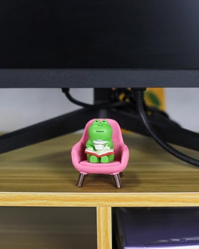 Mevodeata Cute Mini Frog Figurine with Small Sofa Resin Figure for Office Home Decor for Frog Lovers (Pink Sofa) - Image 3