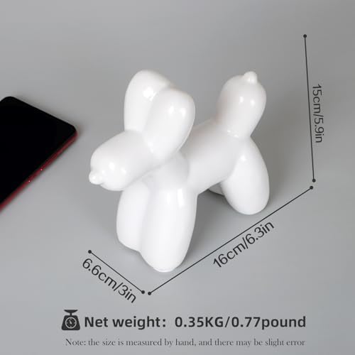 Notakia Large White Cute Ceramics Balloon Dog Statue Crafts Living Room Desktop Decorations,Handmade Modern Small Ceramic Animal Statue Ornament Home Decor Accents - Image 2