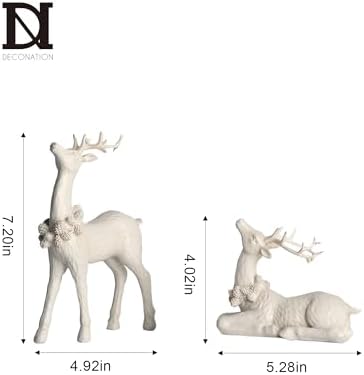 DN DECONATION 2pcs White Christmas Reindeer Statue, Christmas Home Decor - Image 6