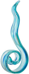 11.4" Tall Hand Blown Glass Sculpture, Murano Style Art Glass Figurine, Modern Coastal Home Decor Accent for Shelf, Table, TV Stand, Living Room Decoration by ORRFIDDY