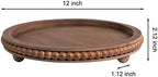 HPC DEC R OUR HAPPY PLACE 12in Round Wood Beaded Tray - Brown, Distressed Finish - Farmhouse Boho Style - Decorative Tray for Living Room, Coffee Table, Kitchen Table or Serving Tray - Image 2