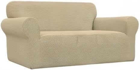 Easy-Going Stretch Loveseat Couch Covers Washable Beige | 1-Piece Loveseat - Image 8