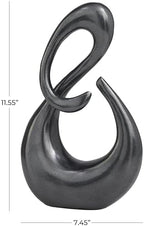 Deco 79 Aluminum Metal Abstract Decorative Sculpture Swirl Home Decor Statue, Accent Figurine 7" x 3" x 12", Dark Gray - Image 6