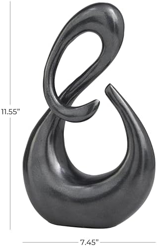 Deco 79 Aluminum Metal Abstract Decorative Sculpture Swirl Home Decor Statue, Accent Figurine 7" x 3" x 12", Dark Gray - Image 6