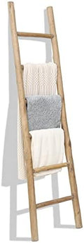 FUIN Blanket Ladder, 6ft Rustic Solid Wood Decorative Ladder, Brown by FUIN