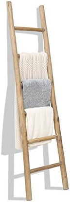 FUIN Blanket Ladder, 6ft Rustic Solid Wood Decorative Ladder, Brown by FUIN