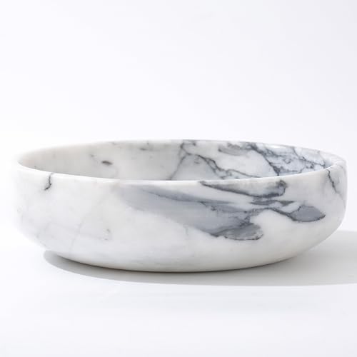 6.7" Decorative Bowl - Natural Marble Key Bowl & Centerpiece (White & Grey) - Image 7