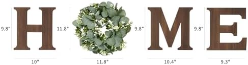Mkono Home Sign Wall Decor, Farmhouse Wood Letters Eucalyptus for O, Brown - Image 6