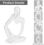 Sandstone Resin Thinker Statue Style Abstract Sculpture, White, Left - Image 4