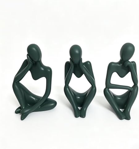 BrownLove 3pcs Green Human Body Abstract Art Decoration, Modern White Art Resin Statue Room Office Shelf Bookcase Decoration (Green, One Size) by Unknown