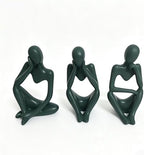 BrownLove 3pcs Green Human Body Abstract Art Decoration, Modern White Art Resin Statue Room Office Shelf Bookcase Decoration (Green, One Size) by Unknown