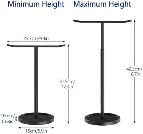 STWWO Hand Towel Holder, Height Adjustable 12.4"-16.7" Towel Stand, Black - Image 6