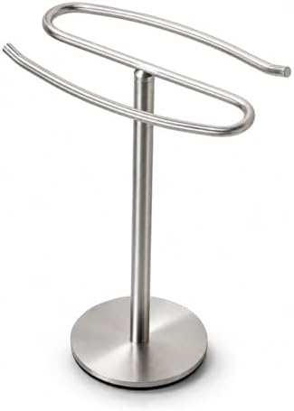 Brushed Nickel Hand Towel Holder Stand,13 Inch Tall Free-Standing Towel Rack, SUS304 Stainless Steel Towel Bar Rack Stand, Tower Bar for Bathroom Kitchen Vanity Countertop… by BTHRMHW