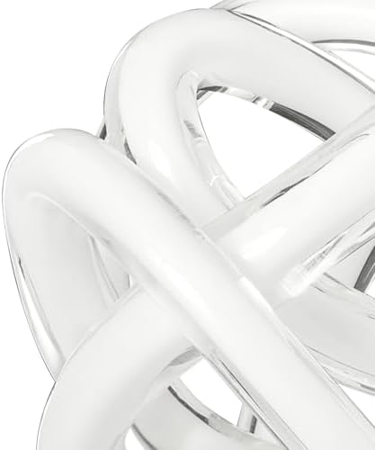 Torre & Tagus Orbit 4.5" Hand Blown White Glass Knot Sculpture, Table Decor - Image 4