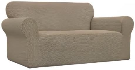 Easy-Going Stretch Loveseat Couch Covers Washable Natural | 1-Piece Loveseat - Image 8