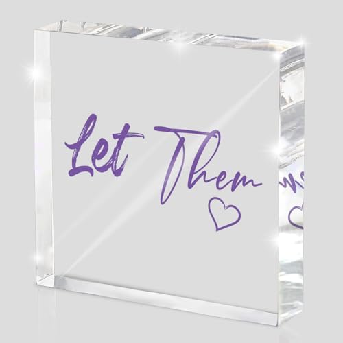 Let Them - Purple 4 Inch Acrylic Desktop Sign, Office and Cubicle Decor for Women, Desk Accessory, Inspirational Quote Gift for Friends, Home Office Decor by MUZRUYOU
