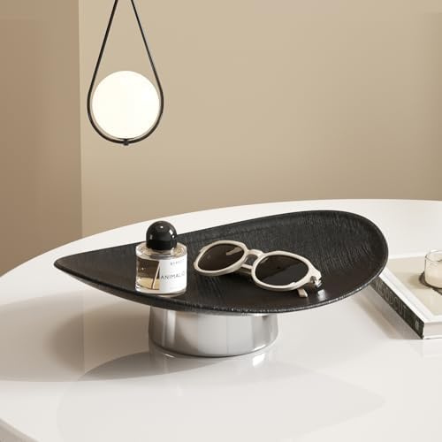 12" Modern Decorative Fruit Bowl for Kitchen Counter - Unique Egg-Shaped Pedestal Centerpiece Bowl for Dining Table, Abstract Resin Catchall Key Bowl for Entryway Table, Chic Coffee Table Decor Gift - Image 3