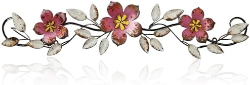 Wesiti Metal Flower Wall Art Decor Vintage Wrought Scroll, Pink by Wesiti