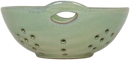 Creative Co-Op Stoneware Berry Bowl with Handles, Aqua Reactive Glaze - Image 6
