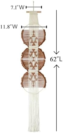 Macrame Wall Hanging Round Brown Handmade Wall Art Boho Decor 11.8"W*65"L - Image 5