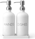White Dish and Hand Soap Dispenser Set - Glass Kitchen Soap Dispenser with Tray and Stainless Steel Pump - for White Kitchen Decor and Accessories by Unknown