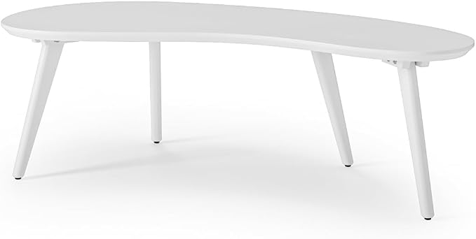 Mid Century Modern Abstract Shaped Coffee Table/Solid Wood/White Finish by Camaflexi