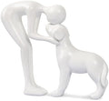 Abstract Person and Dog Sculpture Head-to-Head Figurine White by FriyGardcn