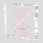 If I Survive This Week Hot Pink Straitjacket Desk Sign - 4x4 Inch Acrylic Office Decor with Sarcastic Humor, Motivational Desk Accessories for Women, Therapist Gift & Pink Office Supplies by MUZRUYOU