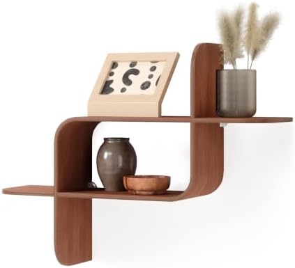 Umbra Montage Floating Wall Shelf, Wood Wall Mount Display Case, Walnut by Umbra