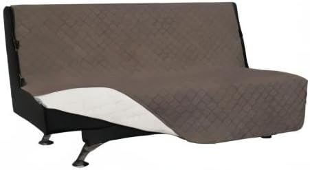 Easy-Going Reversible Couch Cover, Large Futon Sofa, Taupe/Ivory | Machine - Image 9