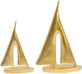 Modern Sculptures Home Decor, Gold Sailboat Decor Ornament, Boat Decorations Statue Decor, Art Sculptures and Statues, Sailboat Gifts Home Office Bathroom Shelf Decor Nautical Decor (2 Pack) by Saysmile