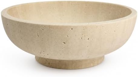 LIN CHUAN Decorative Bowl, Large Fruit Bowl, Travertine Yellow by LINCHUAN