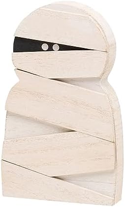 Collins Painting White Washed Mummy Cutout - Wooden Tabletop Fall Signs - Rustic Fall Home Décor for Halloween by Collins+Painting