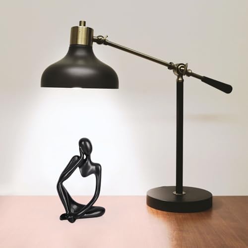 Sandstone Resin Thinker Statue Style Abstract Sculpture, Black, Left - Image 3