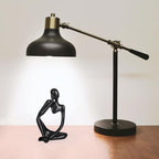 Sandstone Resin Thinker Statue Style Abstract Sculpture, Black, Left - Image 3