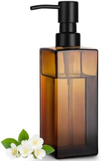 GMISUN Amber Glass Soap Dispenser, Hand Soap Dispenser with Stainless Steel Pump for Bathroom, 12 fl oz/350ml Refillable Dish Dispensers for Kitchen, Modern Liquid Lotion Bottles for Countertop by GMISUN