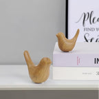 Notakia Wood Look Ceramic Bird Figurines Set of 2 Small Bird Statues - Image 3