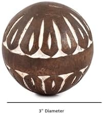 Samhita Mango Wood White Decorative Ball Set of 3 for Living, Dining Room Decor - Coffee Table Centerpiece Home Décor (3" x 3"x 3") - Image 5