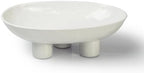 Three-Leg Ceramic Fruit Bowl, 10 Inch Oval Serving Dish for Kitchen Counter, Candy or Key Holder, Home Decor Accent White by Unknown