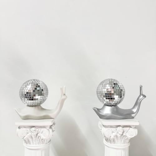 White Disco Snail Decor, Disco Ball Funky Shelf Accent, Retro Home Decor - Image 3