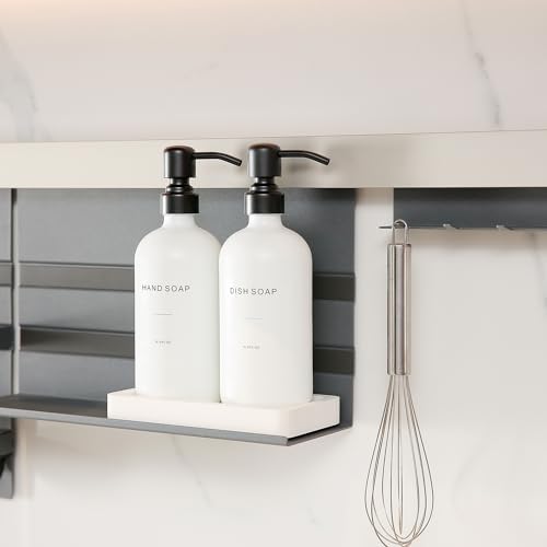 Prus Waso Kitchen Soap Dispenser Set, White Soap Dispenser with Black Stainless Steel Pump, Perfect for Modern Kitchen Decor. (White) - Image 4