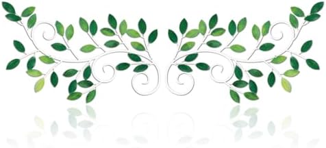ESTART 2 Pcs Metal Tree Leaf Wall Art Vine Branch Decor, Green by ESTART