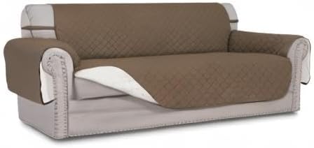Easy-Going Reversible Couch Cover, 4 Seater Sofa, Camel/Ivory | XX-Large Sofa - Image 10