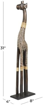 Deco 79 Wood Giraffe Decorative Sculpture Home Decor Statue, Accent Figurine 8" x 4" x 31", Dark Brown - Image 6